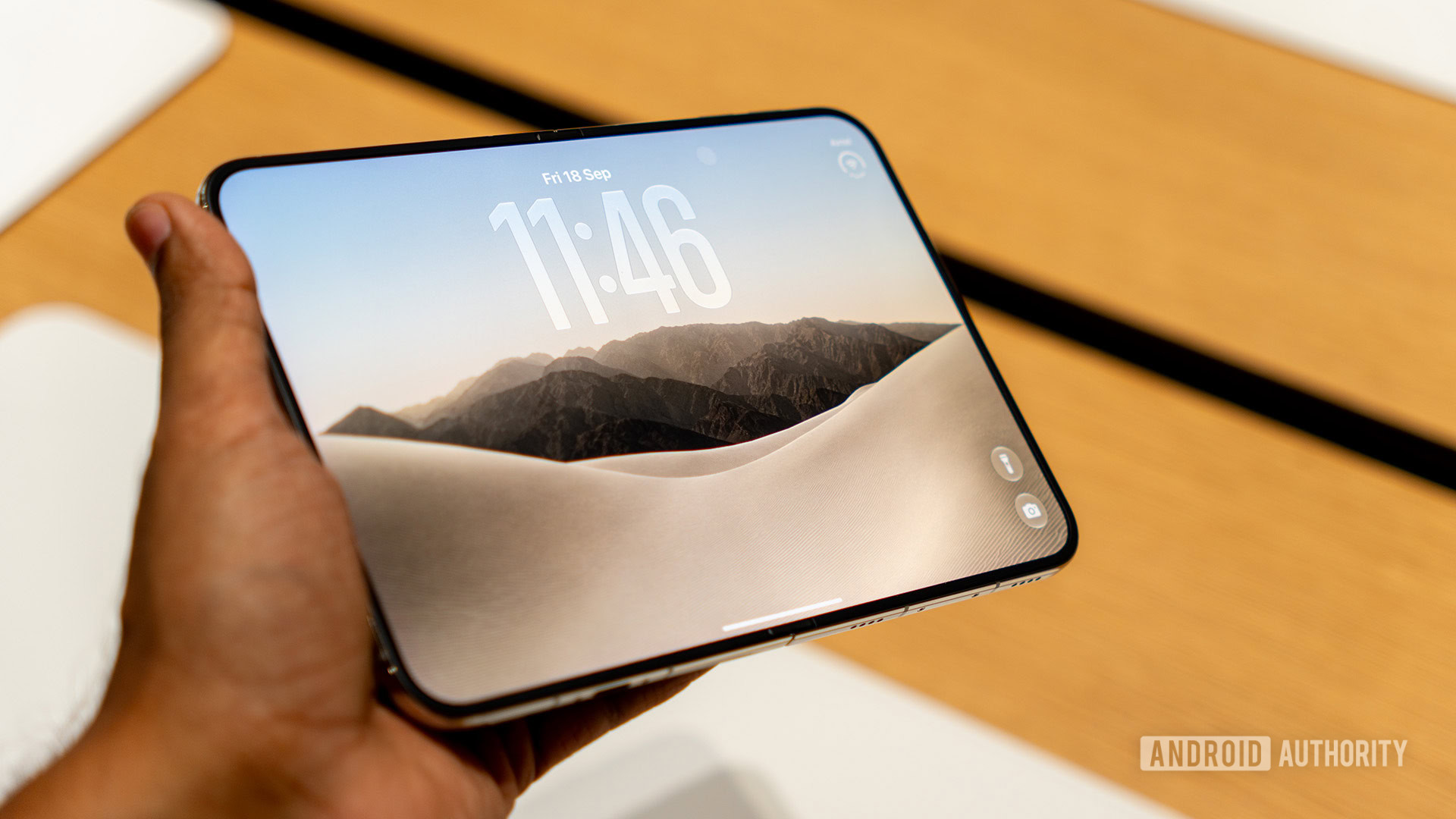 Apple iPhone Duo Hands On Inner Display with no crease and under display camera visible