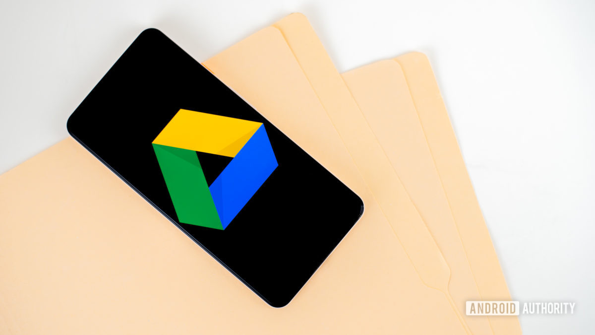 Google Drive logo on smartphone stock photo 1