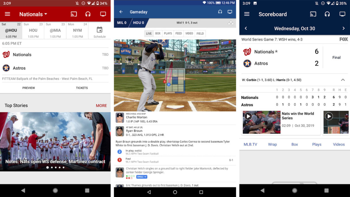 MLB app screenshot 2020