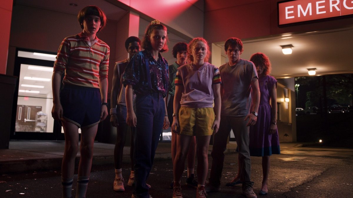 The kids from Stranger Things outside the emergency room