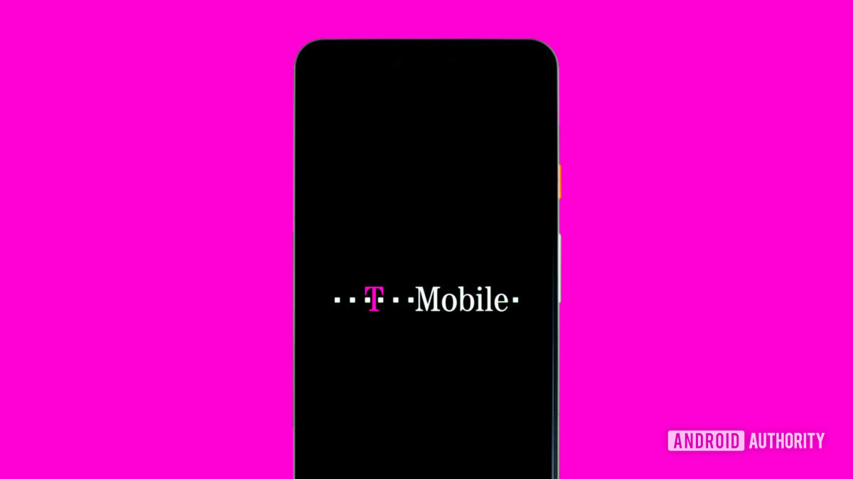 T Mobile logo on phone stock photo