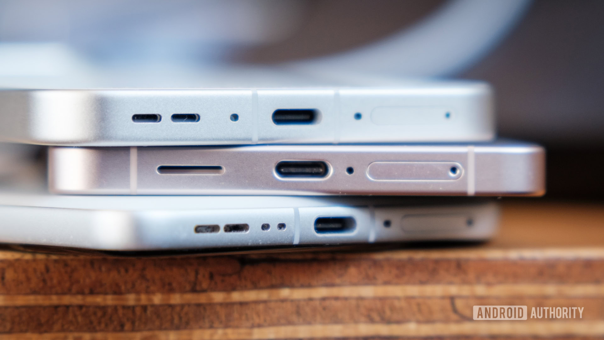 Three phone USB C ports stacked
